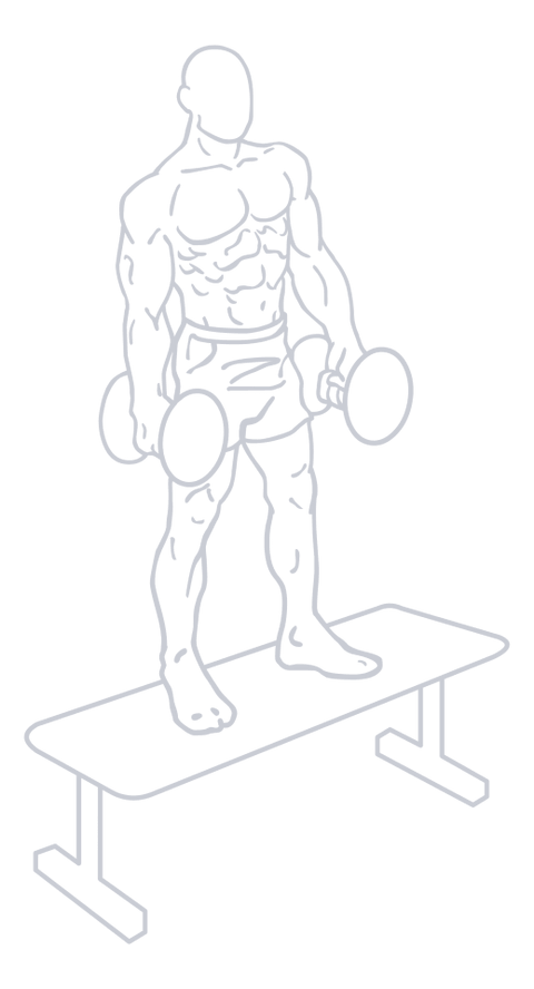Dumbbell Step Up, position 3 of 3